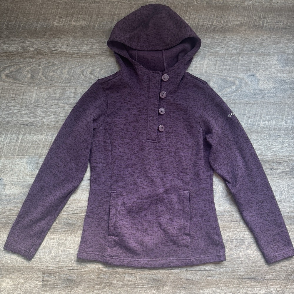 Columbia Darling Days Purple Plum Button Pullover Hoodie Sweatshirt Women's M